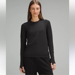 Lululemon Womens Top Black Rest Less Pullover Crew Neck Ribbed T Shirt Size 6